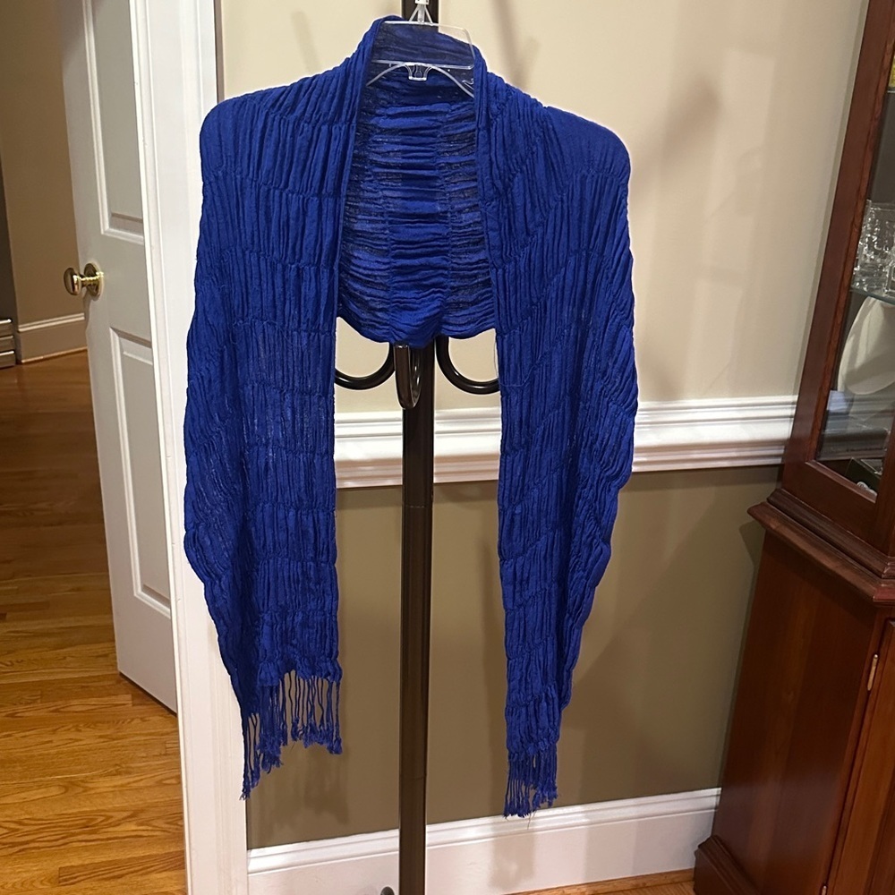 Vibrant Blue Textured Scarf